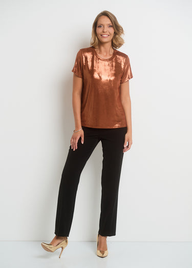 T-shirt métallisé à manches courtes Paprika Brillant