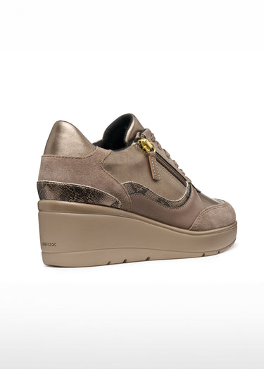 Baskets multimatières semelle compensée Taupe