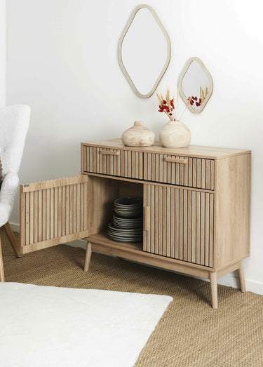 Buffet 2 portes, bois façon claustra Marron