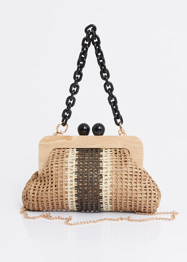 Sac à main tressé, forme porte monnaie Chocolat