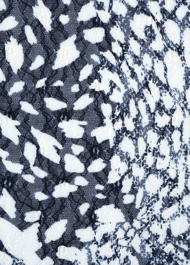 Coupon tissu, dentelle imprimée Blanc/Marine