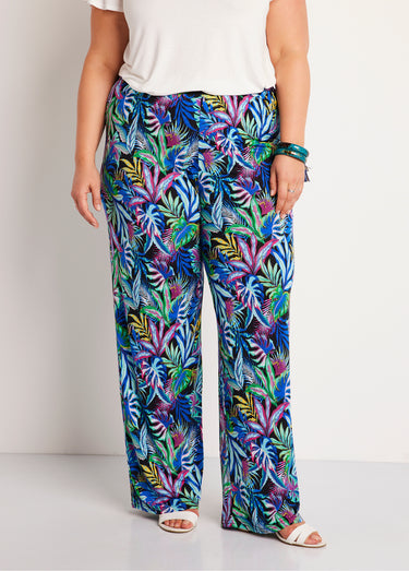 Pantalon fluide taille élastiquée maille Imprime Marine
