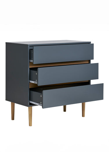 Commode 3 tiroirs, en bois peint Gris Fonce
