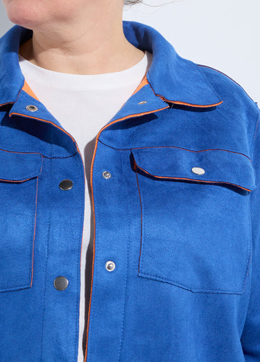 Veste en suédine détails contrastants Bleu Vif
