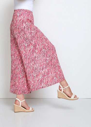 Jupe-pantalon taille élastiquée ample Imprime Framboise