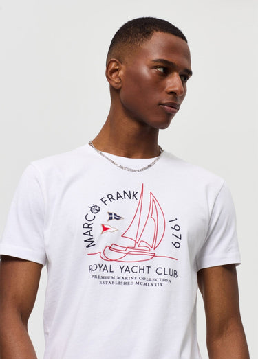 T-shirt manches courtes, thème nautique Blanc