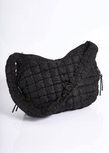 Sac matelassé zippé à bandoulière Noir