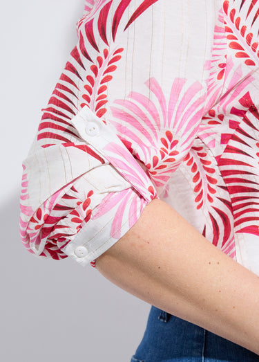 Tunique boutonnée motif feuillage pop Imprime/Rose