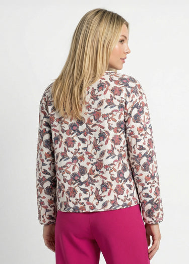 Veste matelassée sans col zippée imprimée Fond Ecru