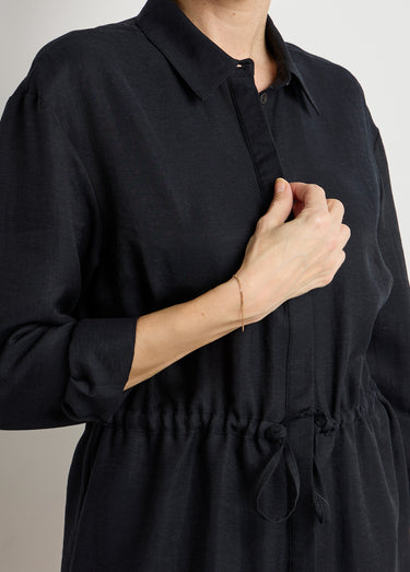Surchemise boutonnée ceinturée Noir