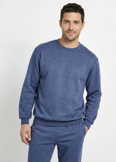 Sweat molleton col rond Bleu Grise