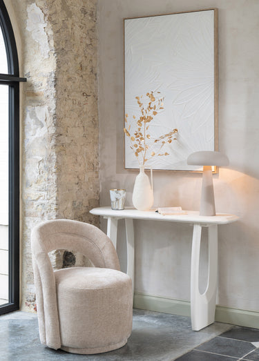 Console forme organique bois de manguier Blanc