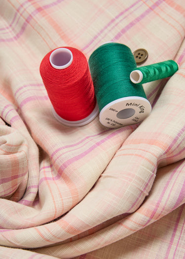 Coupon tissu carreaux en coton, Delhi Rose