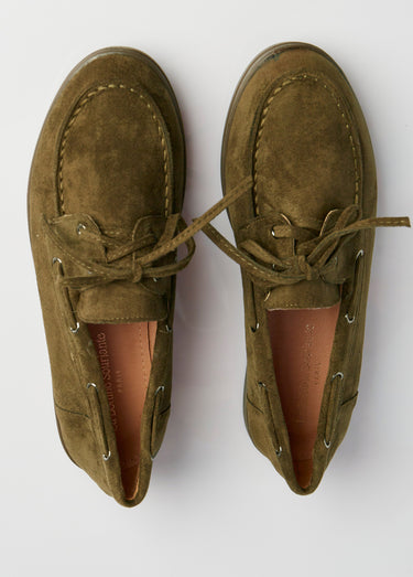 Mocassins suédine à lacets style bateaux Kaki