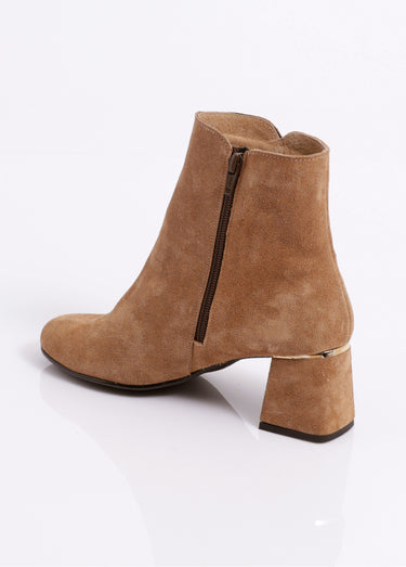 Boots zippées cuir velouté Marron