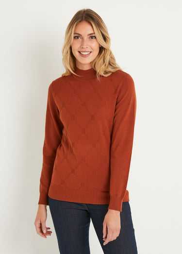 Pull doux uni col montant modal mélangé Noisette