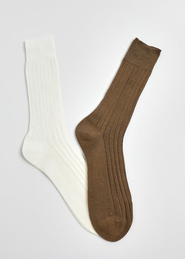 Chaussettes fil d'Écosse coton, neutres Ecru