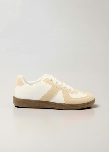 Baskets bicolores avec détails effet daim Blanc