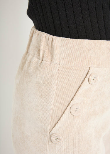Pantalon large velours milleraies Ecru