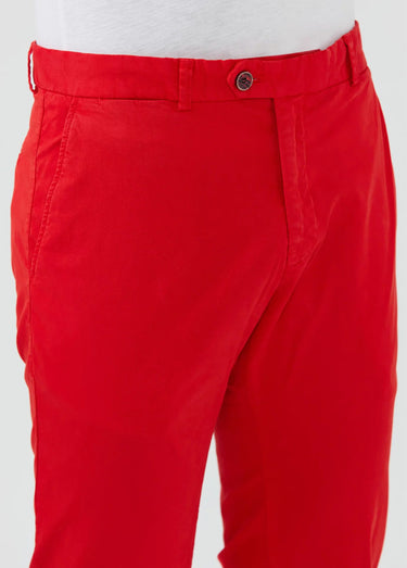 Pantalon chino droit toile coton stretch Rouge