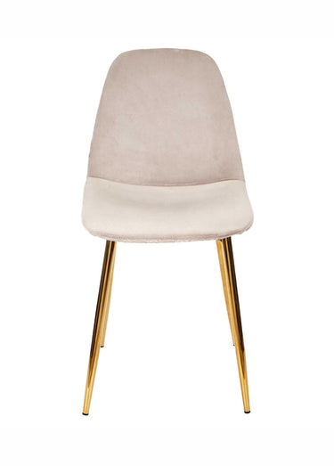 Set 4 Chaises velours, pieds métal dorés Taupe Dore
