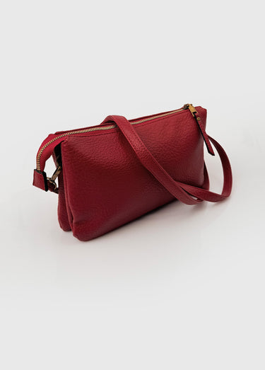 Sac pochette en simili cuir grainé Bordeaux