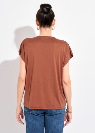 T-shirt fluide manches courtes porté loose Marron