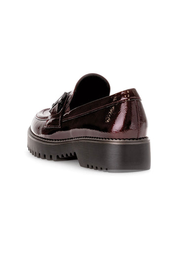Mocassins cuir semelle crantée Vernis Bordeaux