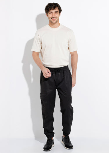 Pantalon cargo bas élastiqué, sportswear Noir
