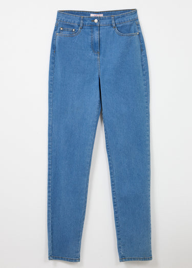 Jean 5 poches ceinture extensible coton stretch Bleach