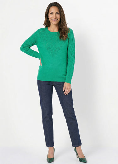 Pull doux uni col rond maille fantaisie Menthe