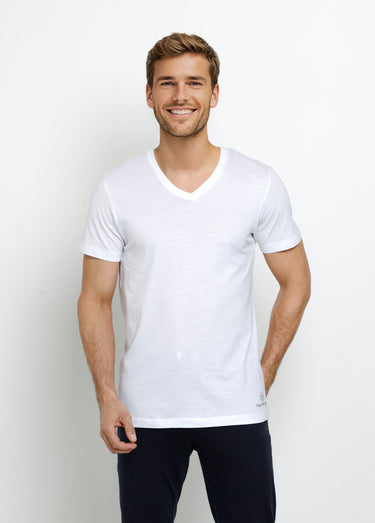 T-shirts essentiel col V manches courtes Blanc