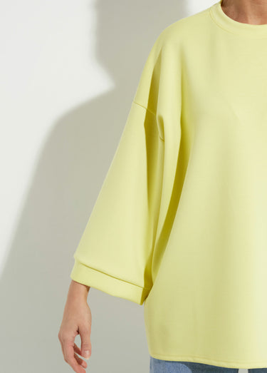 Sweat shirt large col rond, manches 3/4 Jaune Clair