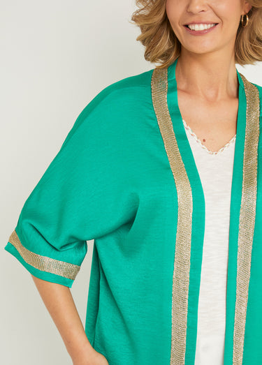 Veste longue fluide détails chic Vert