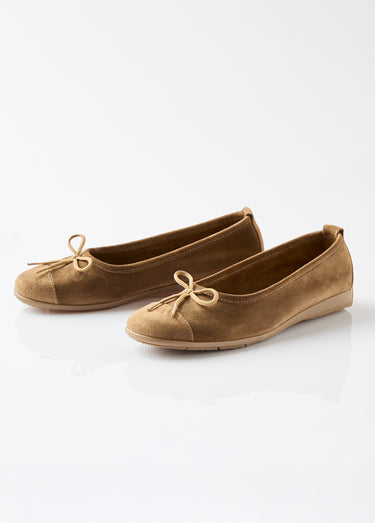Ballerines souples largeur confort cuir velouté Camel