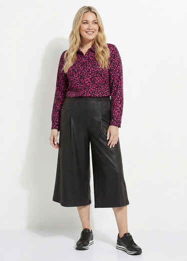 Jupe-culotte maille unie aspect peau Noir