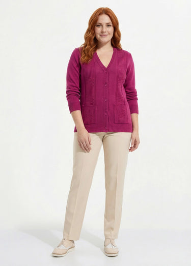 Gilet boutonné manches longues Cassis