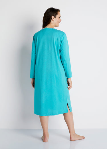 Chemise de nuit mi-longue manches longues Vert Canard