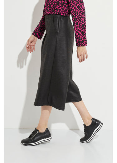 Jupe-culotte maille unie aspect peau Noir