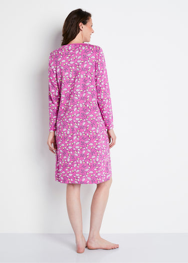 Chemise de nuit imprimé végétal Rose