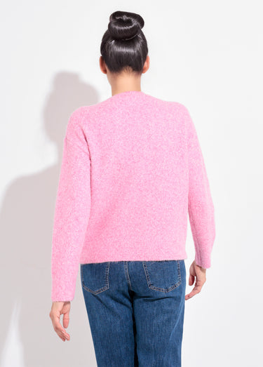 Pull col rond détail motif sequins Rose