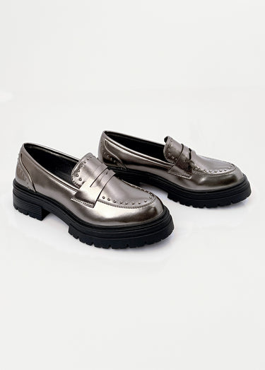 Mocassins métallisés semelle style chunky Argente
