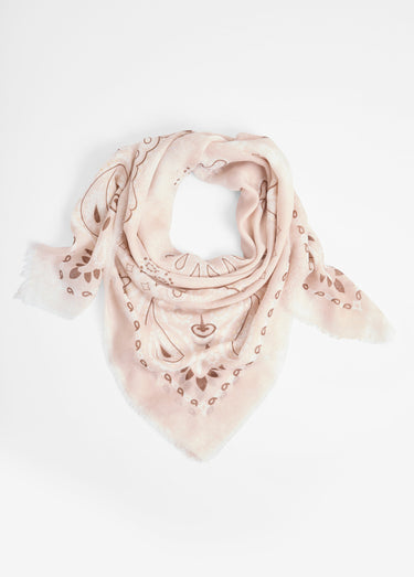 Foulard type bandana, détails métallisés Beige