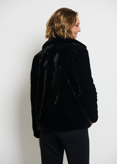 Veste courte en fausse fourrure Noir