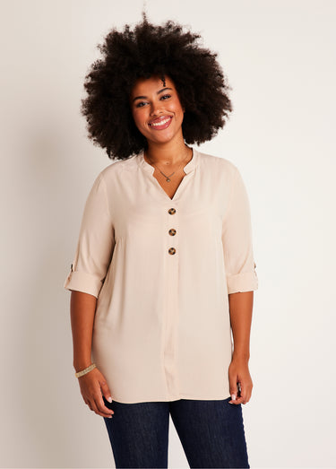 Tunique ample longue manches 3/4 Sable