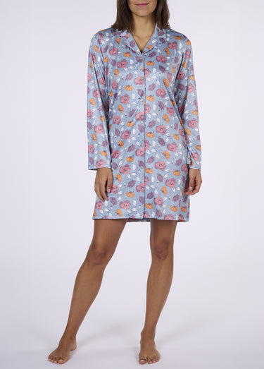 Chemise de nuit boutons motif coquelicots Imprime