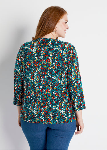 T-shirt court col rond manches 3/4 imprimé Fond Canard
