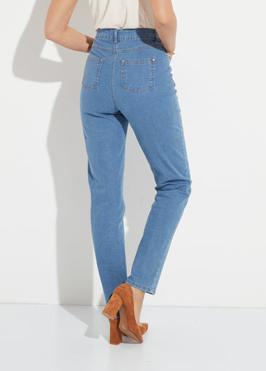Jean 5 poches ceinture extensible coton stretch Bleach