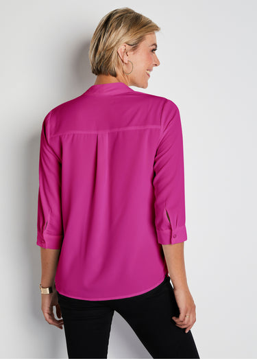 Tunique boutonnée avec lavallière Cassis