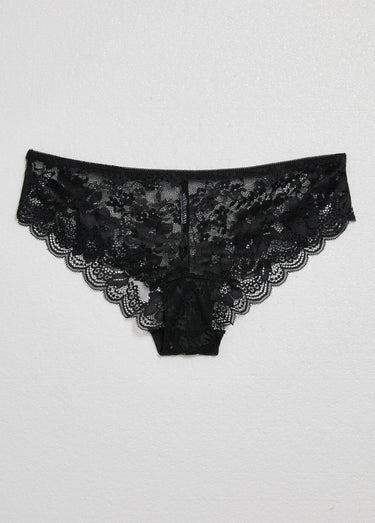 Shorty sexy en dentelle transparente Noir